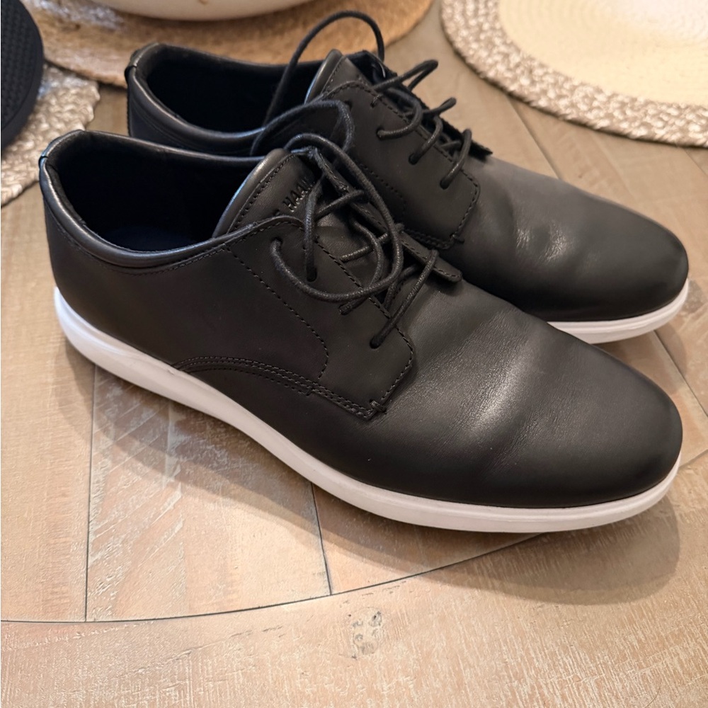 Cole Haan Black Leather Oxfords with White Soles